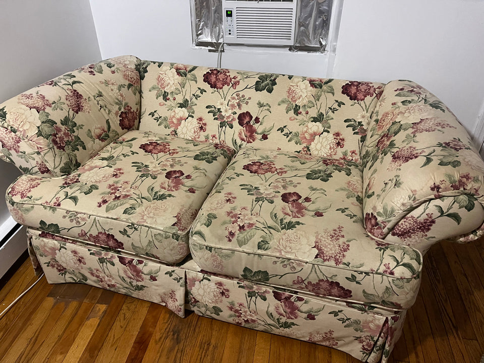 Handmade Vintage Floral Loveseat – Cottagecore Two-Seat Sofa