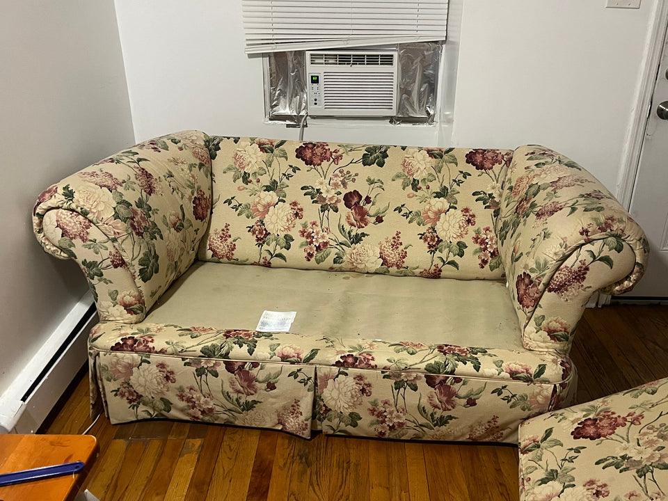 Handmade Vintage Floral Loveseat – Cottagecore Two-Seat Sofa