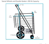 Jumbo Foldable Utility Shopping Cart – 200 lb Capacity, Easy Storage
