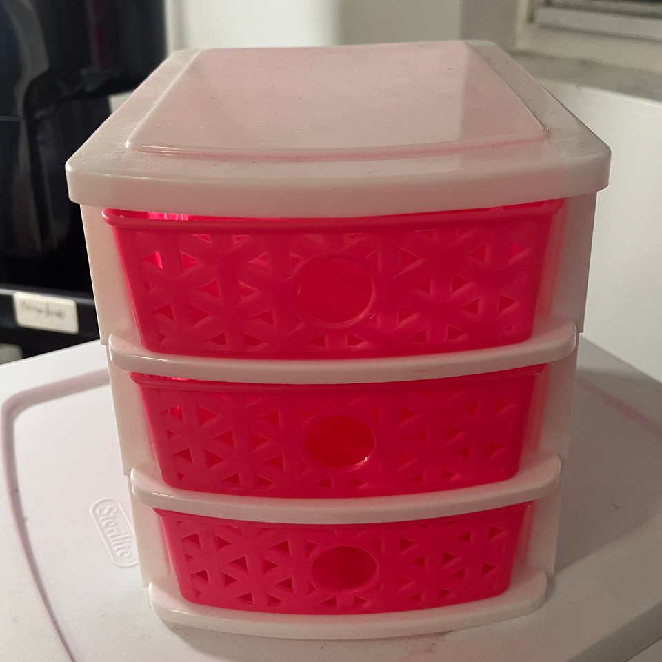 Small 3-Drawer Organizer – Hot Pink & White