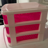 Small 3-Drawer Organizer – Hot Pink & White