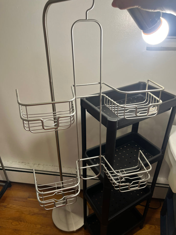 Metal Hanging Shower Rack – Silver, Rust-Proof, 4 Shelves