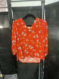 Red-Orange Shirt with Floral Print – Casual & Bright