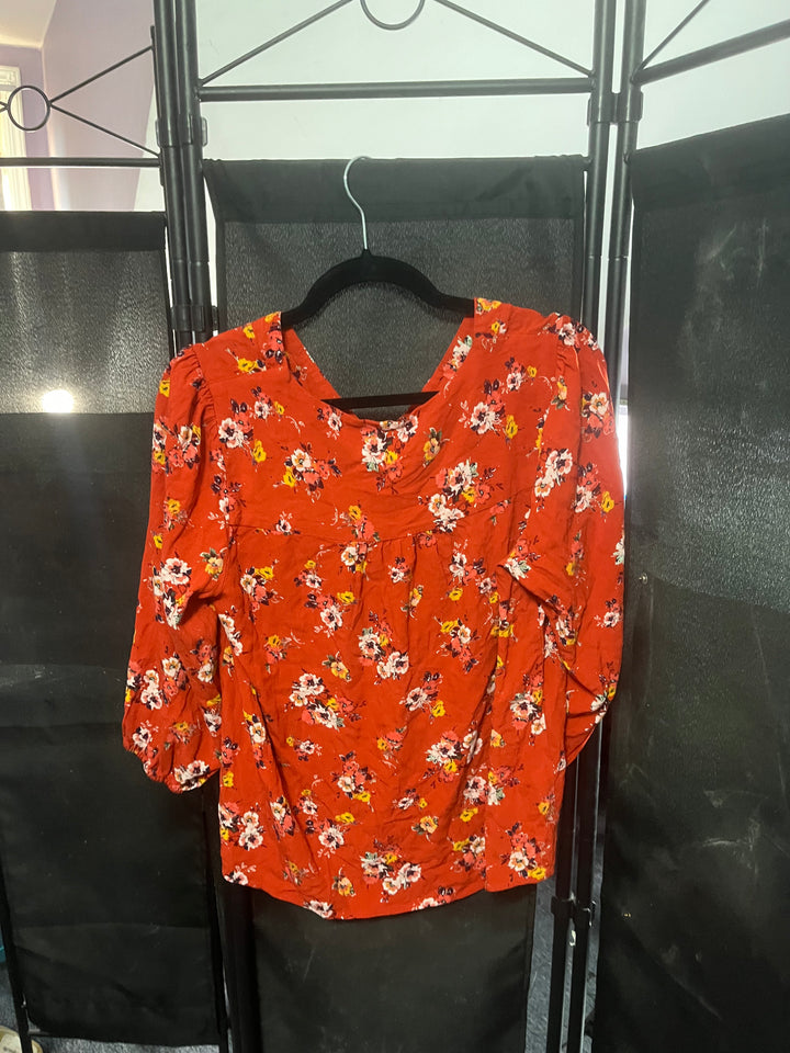 Red-Orange Shirt with Floral Print – Casual & Bright