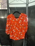 Red-Orange Shirt with Floral Print – Casual & Bright